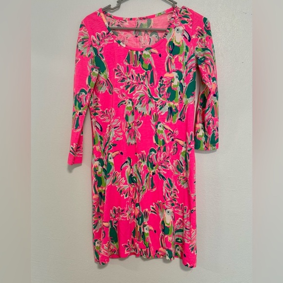 Lilly Pulitzer Beacon Dragonfruit Toucan Print Dress Womens XS - Picture 2 of 4